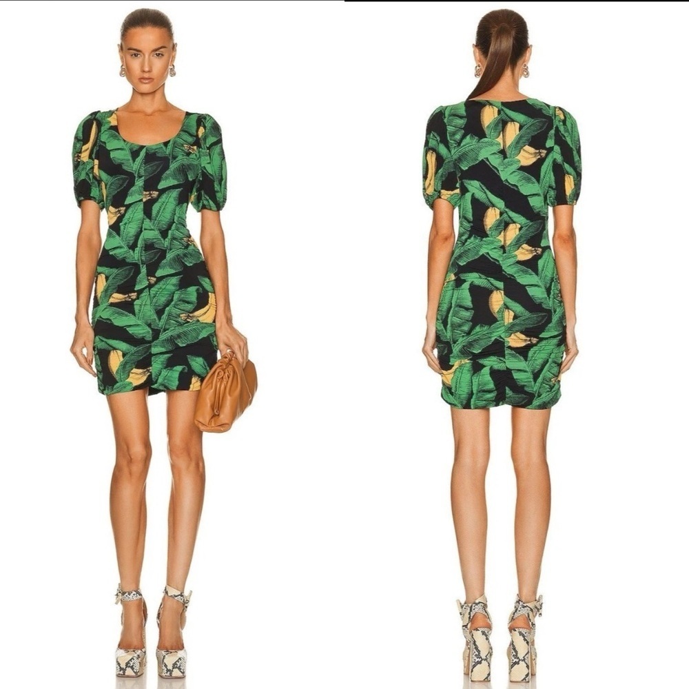 Ganni Ruched Mesh Mini Dress Size 36 (4)
